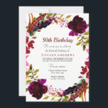 Burgund Floral Wreath 30. Geburtstag Party laden e Einladung<br><div class="desc">Burgund Blumenreath 30. Geburtstag Party Einladen Matching Sammlung in Niche und Nest Laden.</div>