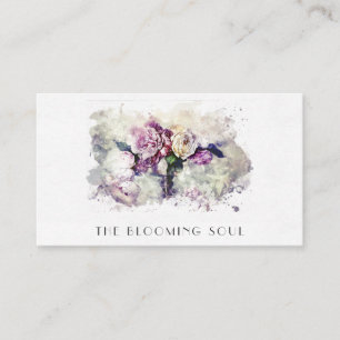 *~* Burgund Florale Rosen QR LOGO AR26 Vintage Visitenkarte