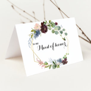 Burgund Florales Grün Dankeskarten für die Ehrenbr Dankeskarte