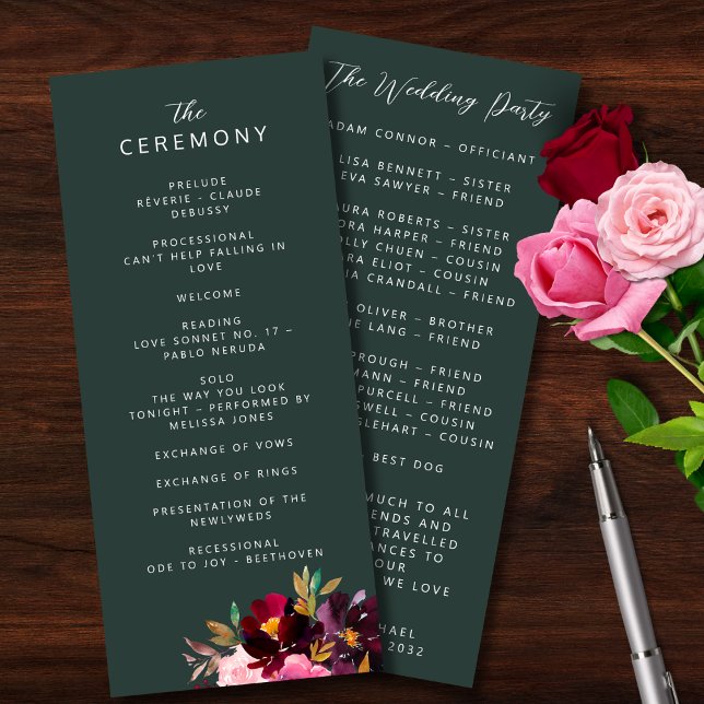 Burgund Forest Green Blush Floral Wasserfarbe Programm (Von Creator hochgeladen)