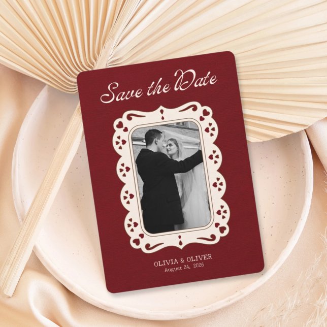 Burgund Foto Retro-Spitze  Save The Date (Von Creator hochgeladen)