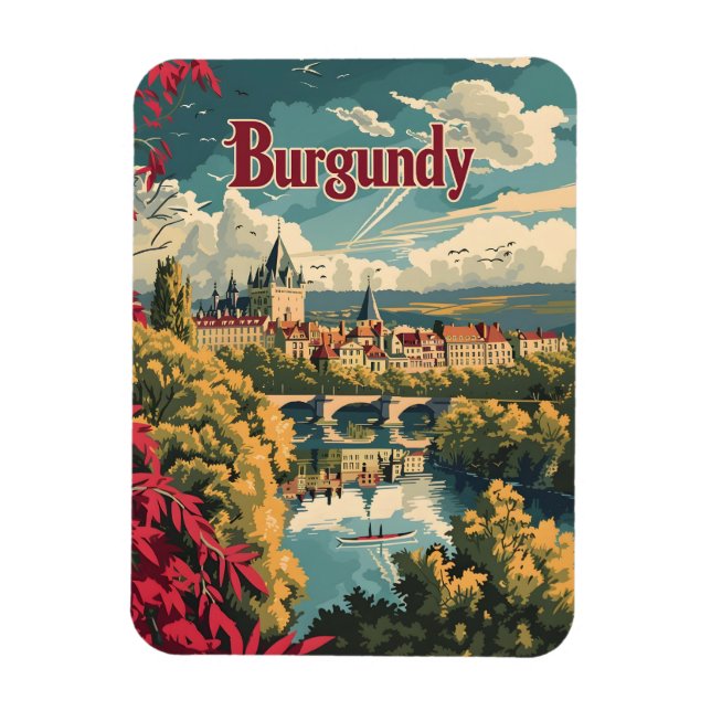 Burgund Frankreich Vintage Kunst Magnet (Vertikal)
