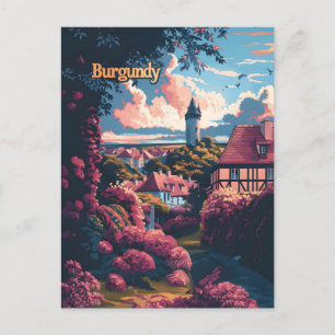 Burgund Frankreich Vintage-Reiseanzeige Postkarte