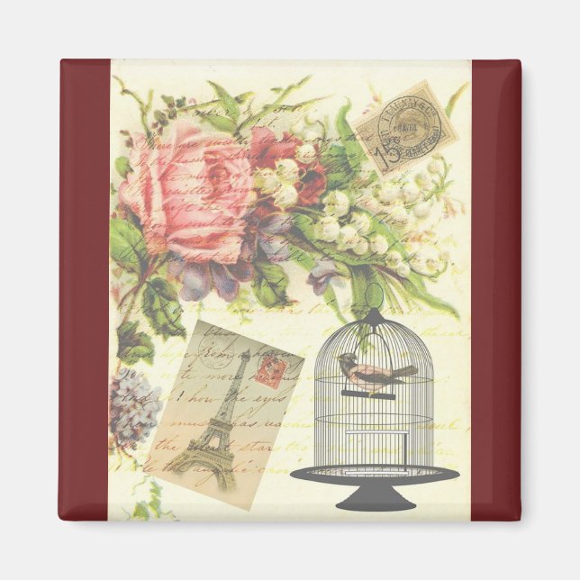 Burgund Französisches Thema Vintag Paris Magnet (Vorne)