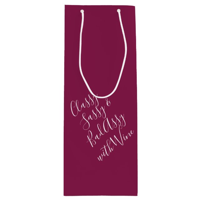 Burgund Funny Wine Puns Weinbeutel Geschenktüte Für Weinflaschen (Vorderseite)
