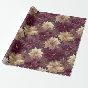 Burgund Glitter Gold Schneeflocke Glamour Winter Geschenkpapier