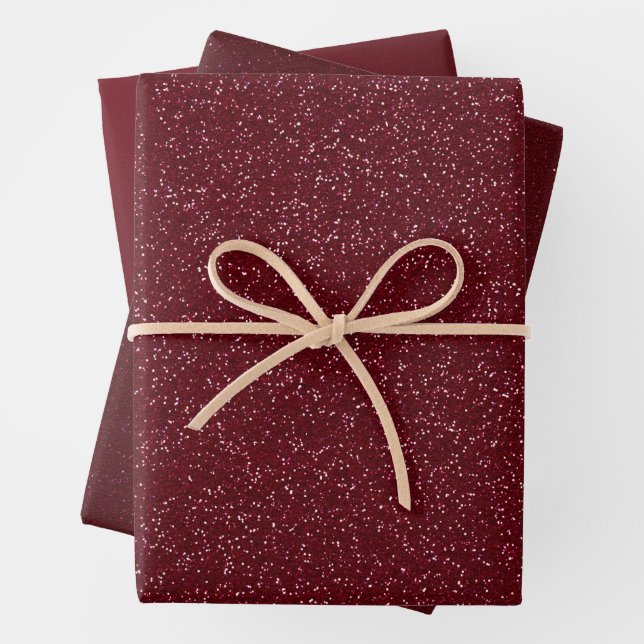 Burgund-Glitzer Geschenkpapier Set (Beispiel)