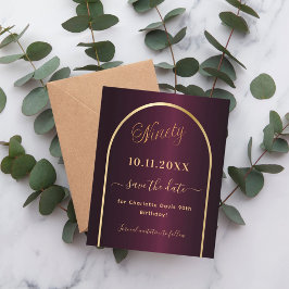 Burgund Gold 90. Geburtstagskarte Save the Date