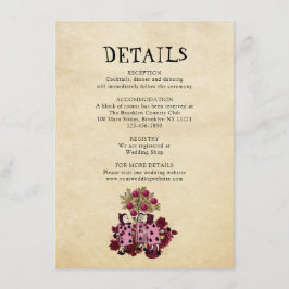 Burgund Gold Alice im Wunderland Hochzeitdetails Begleitkarte