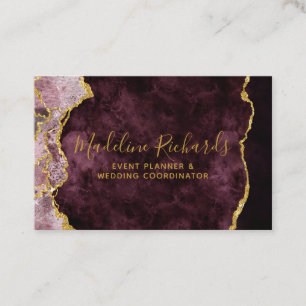 Burgund & Gold Aquarellmarburg Agate Gilded Visitenkarte