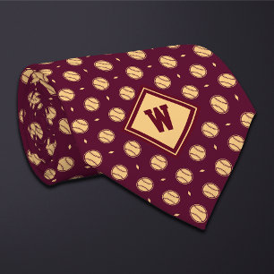 Burgund Gold Baseball Icon Krawatte