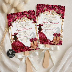 Burgund Gold Charra Pferd Quinceanera Einladung