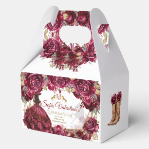 Burgund Gold Charra Quinceanera Prinzessinnen Stie Geschenkschachtel