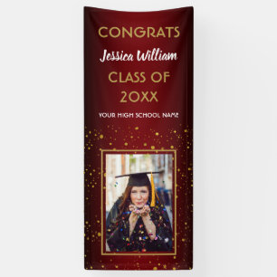 Burgund Gold Confetti 2020 Foto Graduation Party Banner