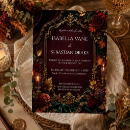Burgund & Gold Dark Romance Hochzeit Einladung