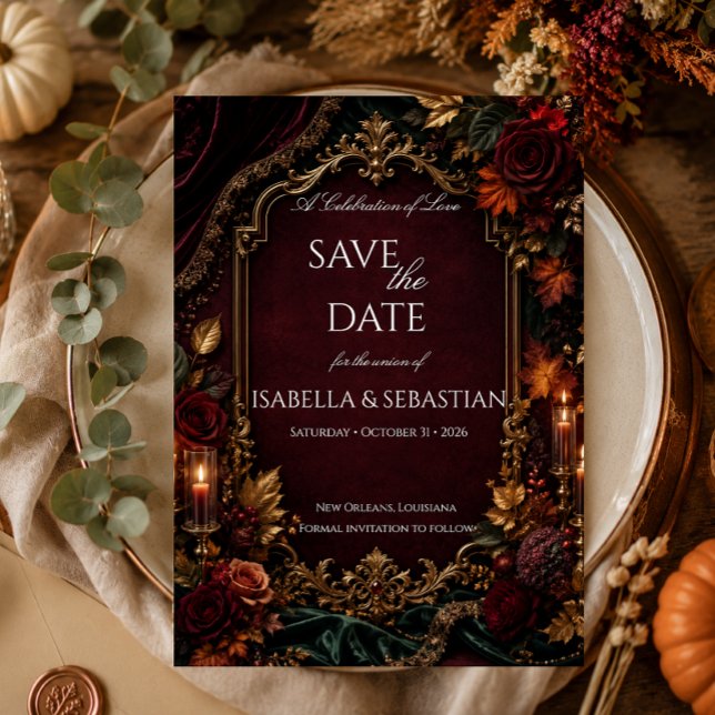 Burgund & Gold Dark Romance Hochzeit Save The Date (Von Creator hochgeladen)