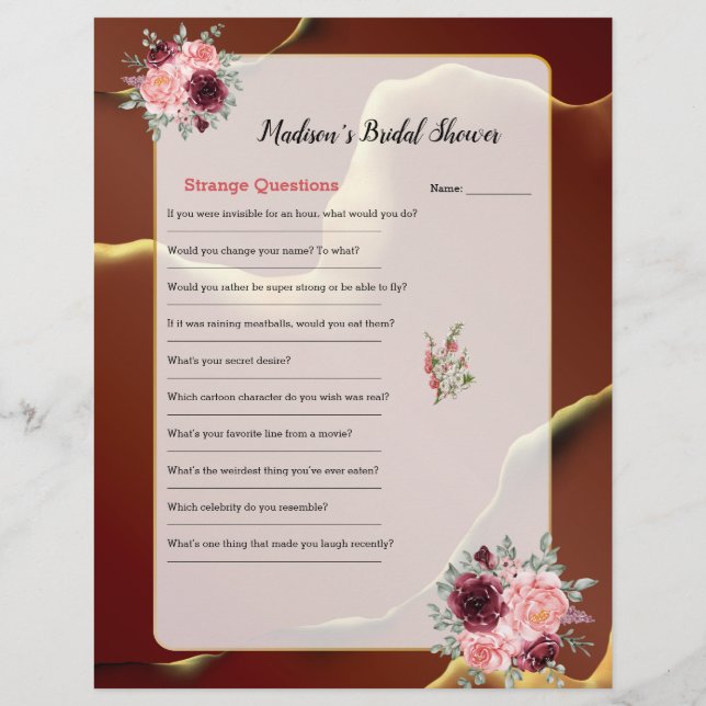 🤵 Burgund Gold Elegante Abstrakte Hochzeit (Rückseite)