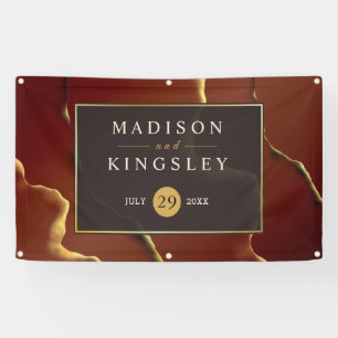 🤵 Burgund Gold Elegante Abstrakte Hochzeit Banner