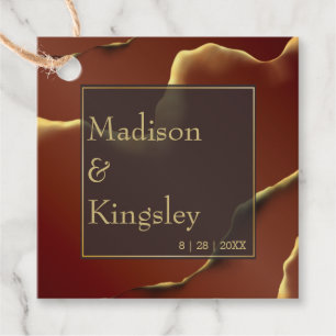 🤵 Burgund Gold Elegante Abstrakte Hochzeit Geschenkanhänger