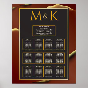 🤵 Burgund Gold Elegante Abstrakte Hochzeit Poster
