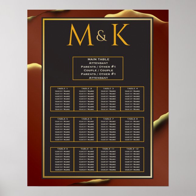 🤵 Burgund Gold Elegante Abstrakte Hochzeit Poster (Vorne)