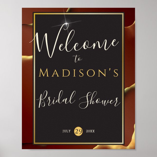 🤵 Burgund Gold Elegante Abstrakte Hochzeit Poster (Vorne)