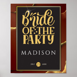 🤵 Burgund Gold Elegante Abstrakte Hochzeit Poster