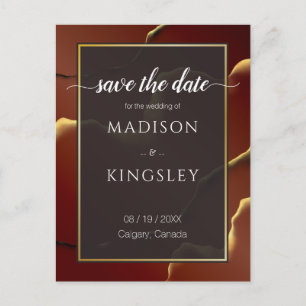 🤵 Burgund Gold Elegante Abstrakte Hochzeit Postkarte