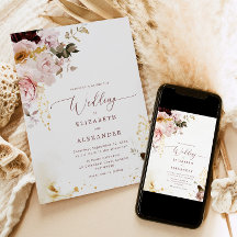 Burgund Gold Fall elegante Hochzeitseinladung