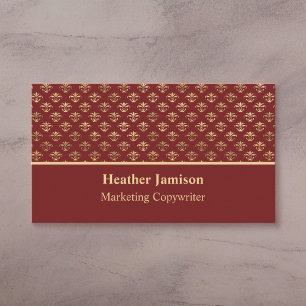 Burgund Gold Fleur de Lis Marketing-Textwriter Visitenkarte