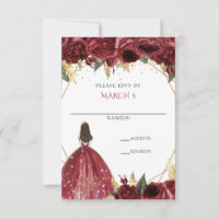 Burgund Gold Floral Prinzessin Quinceanera