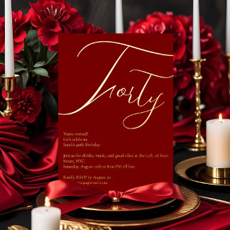 Burgund & Gold Foil 40. Geburtstagsfeier Folieneinladung