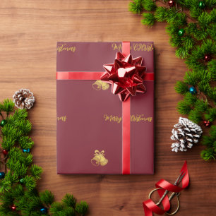 Burgund Gold Frohe Weihnachten Geschenkpapier