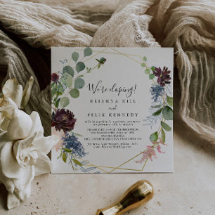 Burgund Gold Geometric Elopement Empfang Einladung