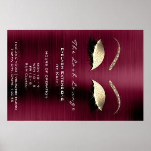 Burgund Gold Glitzer Branding Beauty Lashes Glam Poster