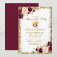 Burgund Gold Glitzer Bridal Teezeremonie Party Ein