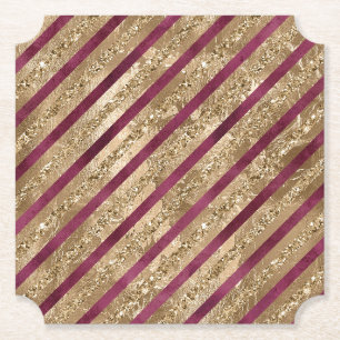 Burgund Gold Glitzer Streifen Untersetzer