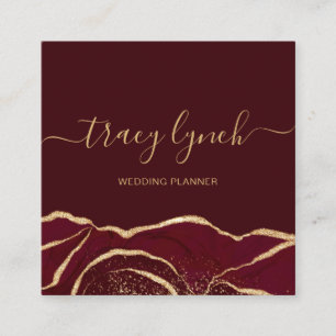 Burgund Gold Handschrift Kalligrafie Quadratische Visitenkarte