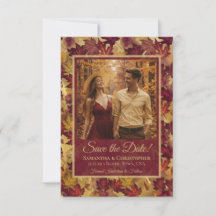 Burgund & Gold Herbstlaub & Foto-Hochzeit