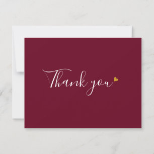 Burgund Gold Herz Chic Script Geschäft Dankeskarte