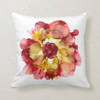 Burgund & Gold Kamelien Handgemalt Blumenkissen Kissen