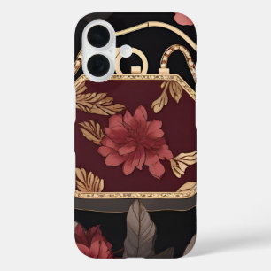 Burgund Gold KI-Kunst iPhone 16 Hülle