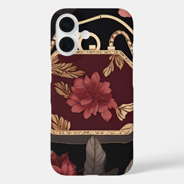 Burgund Gold KI-Kunst  Case-Mate iPhone Hülle (Rückseite)
