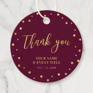 Burgund & Gold   Moderne Geburtstagsgeschenk Danke Geschenkanhänger