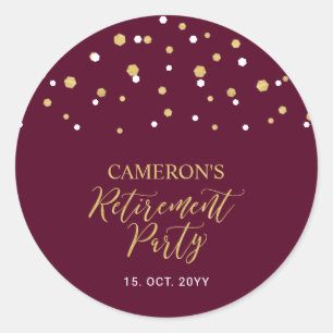 Burgund & Gold   Modernes Gastgeschenk für die Alt Runder Aufkleber