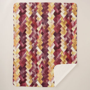 Burgund Gold Pfirsich Zickzack Weihnachten Sherpadecke
