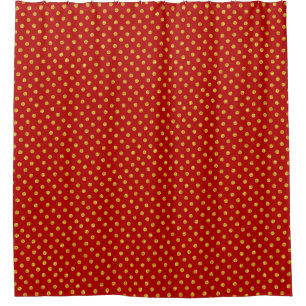 Burgund & Gold Polka-Dorts Muster Duschvorhang