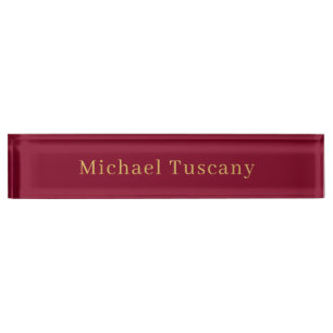 Burgund Gold Professionelles Trend-Minimalist-Text Namensplakette