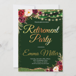 Burgund & Gold Rentirement Celebration Einladung