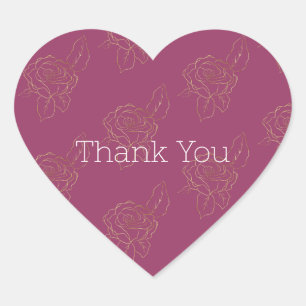 Burgund-Gold-Rose Herz-Aufkleber